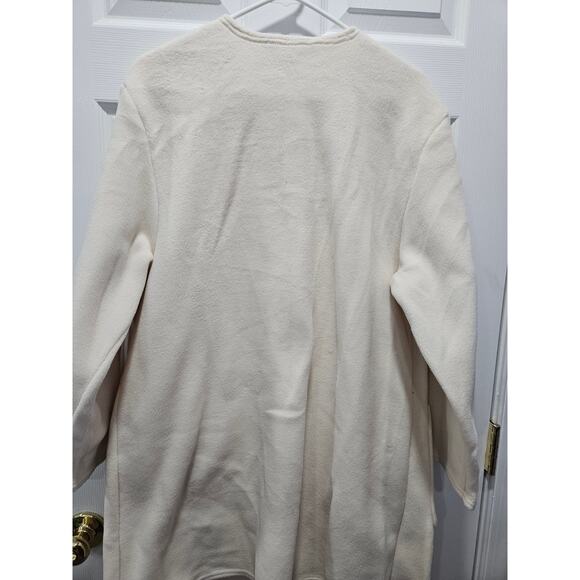 Vintage 80s 90s Aqua Sheen Fleece Button Jacket Eggshell Off White Size Small - Picture 6 of 9